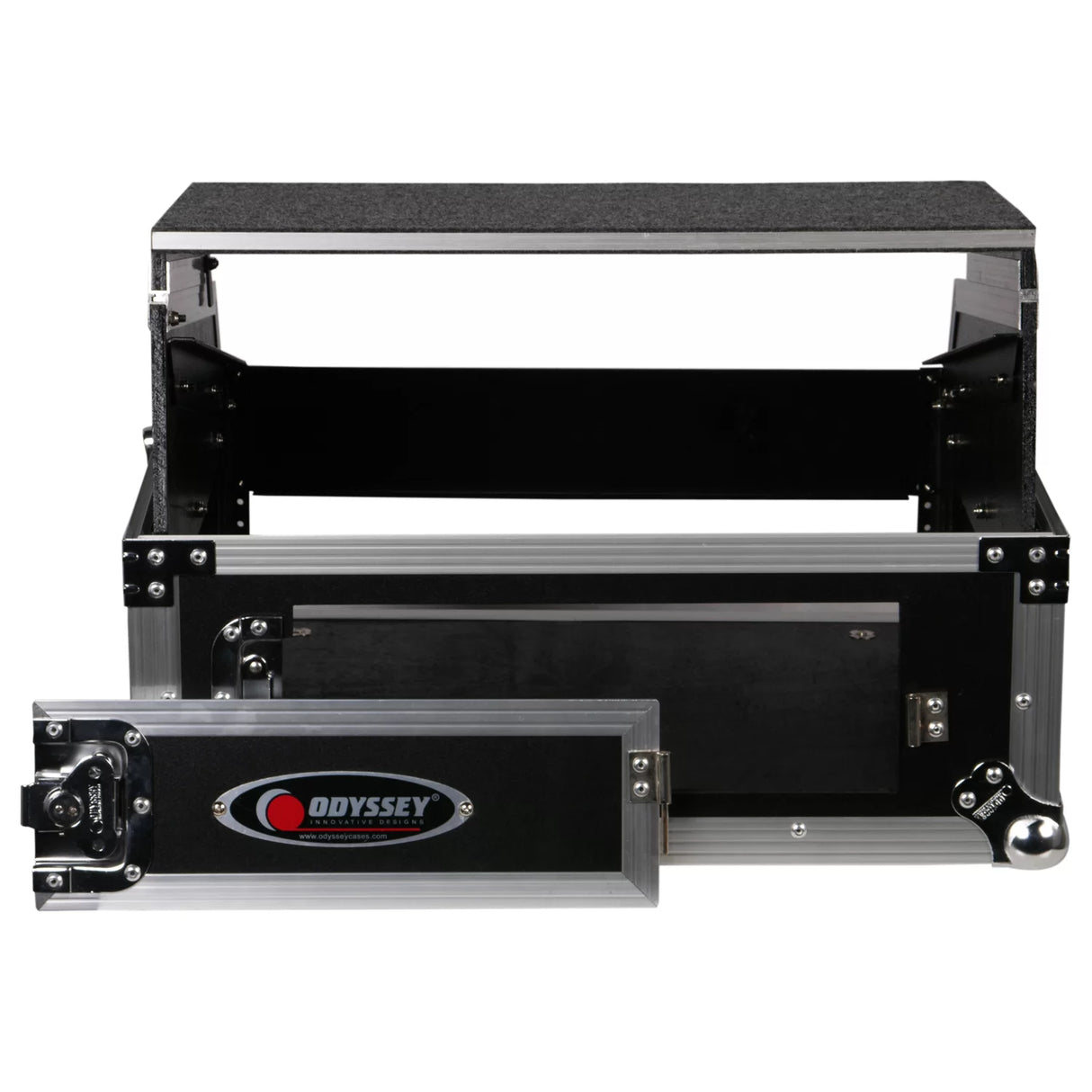 Odyssey 10U Top Slanted 2U Bottom Vertical Pro Combo Rack with Glide Platform