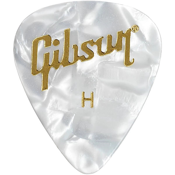 Gibson Pearloid White Picks, 12 Pack Heavy