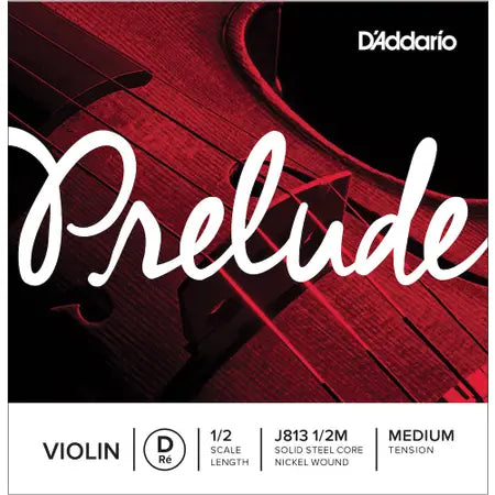 D'Addario Prelude Violin Single D String, 1/2 Scale, Medium Tension