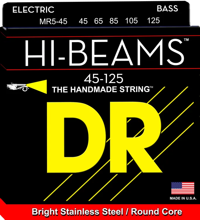 DR Strings HI-BEAM™ - Stainless Steel Bass Strings: 5-String Medium 45-125