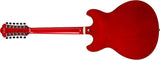 Ibanez AS7312 12 String Artcore Hollow Body Electric Guitar - Transparent Cherry Red