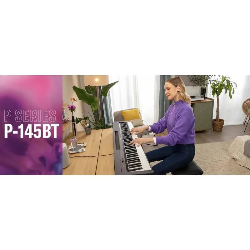 Yamaha P-145BT 88-key Digital Piano with Bluetooth - Black