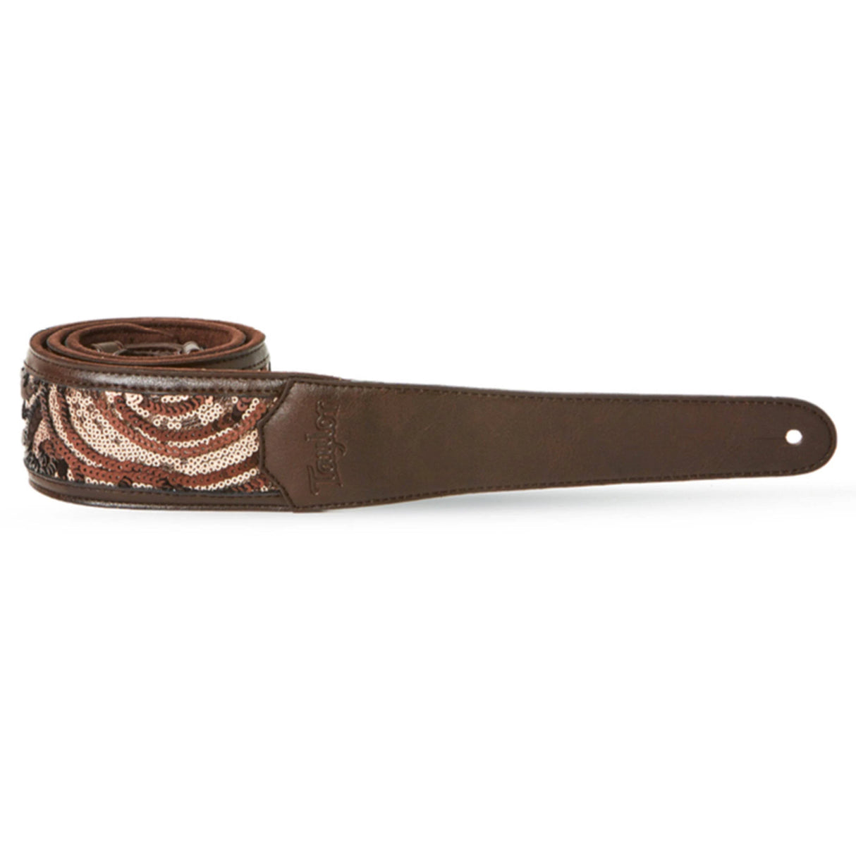 Taylor 2.25" Vegan Leather Guitar Strap Chocolate Brown Sequins
