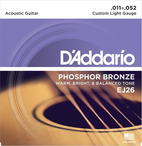 D'Addario Guitar Strings EJ26 Acoustic Custom Light .011-.052