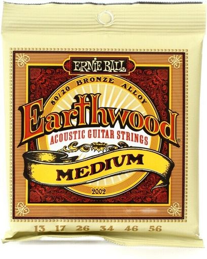 Ernie Ball Medium Earthwood 80/20 Bronze Acoustic Guitar Strings 13-54 Gauge