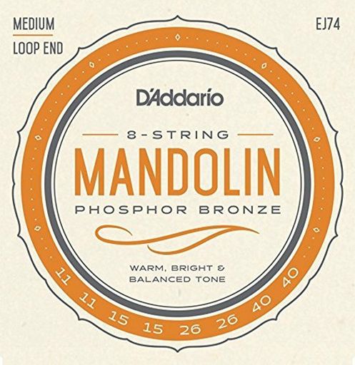 DAddario EJ74 Phosphor Bronze Mandolin Strings, Medium, 11-40