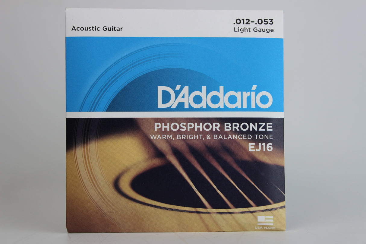 D'Addario EJ16 Light Phosphor Bronze Acoustic Guitar Strings 12-53