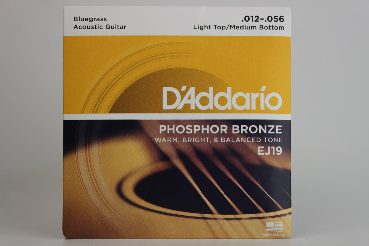 D'Addario EJ19 12-56 Light Top/Medium Bottom Bluegrass, Phosphor Bronze Acoustic Guitar Strings
