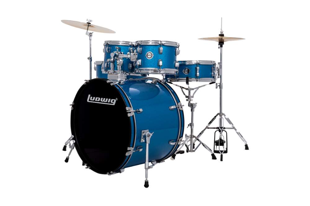 Ludwig Accent Fuse 5-Piece Complete Drum Set, Blue Foil