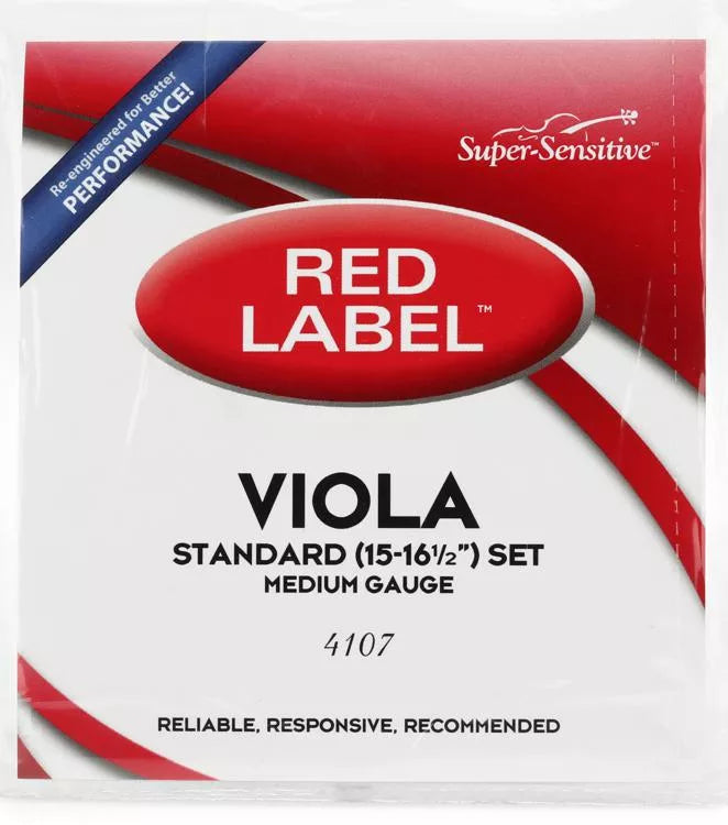 Red Label Super-Sensitive 4107 Red Label Viola String Set - 15-16.5-inch