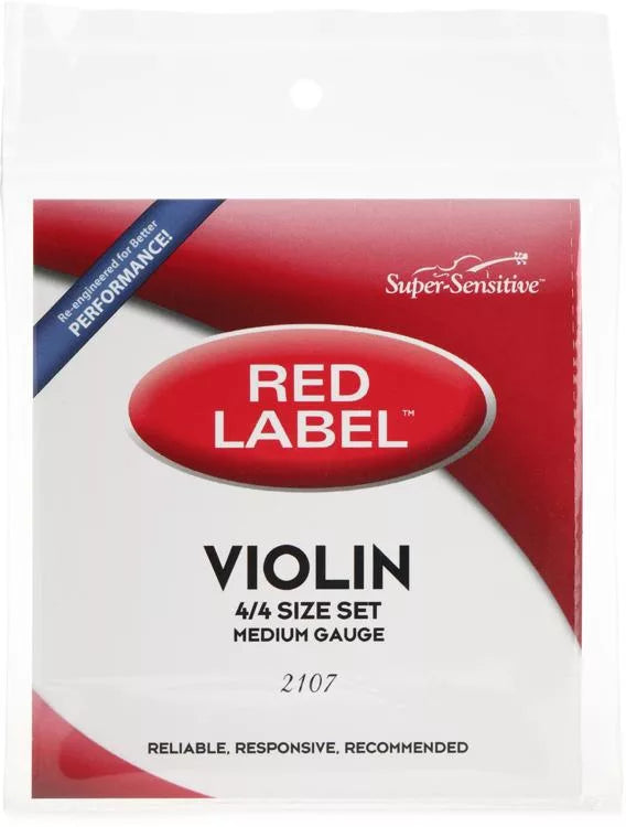 Super-Sensitive 2107 Red Label Violin String Set - 4/4 Size